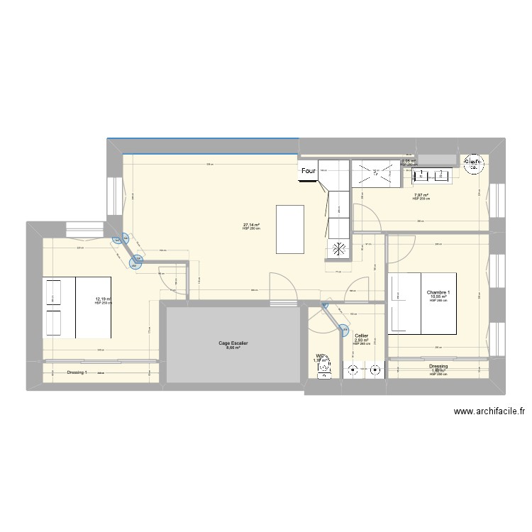 Jerome Auch Projet 2 eme étage modification2. Plan de 12 pièces et 76 m2