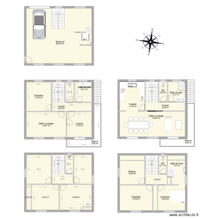 Test. Plan de 33 pièces et 341 m2