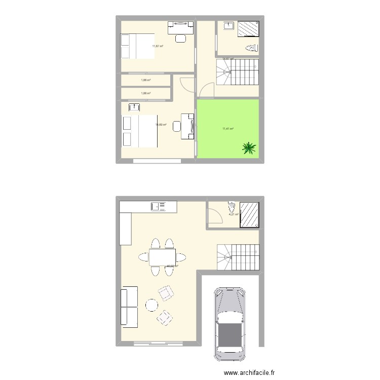 Townhouse. Plan de 8 pièces et 101 m2