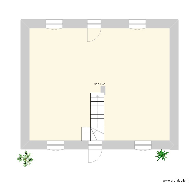 saintgi. Plan de 1 pièce et 56 m2