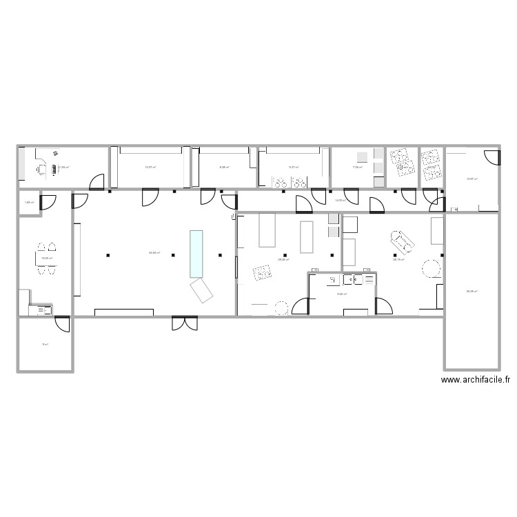 Plan ak 4. Plan de 17 pièces et 268 m2