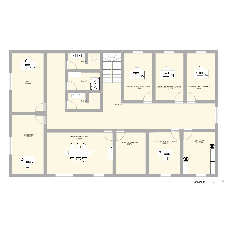 admin. Plan de 13 pièces et 197 m2