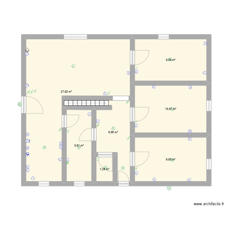 franki. Plan de 7 pièces et 71 m2