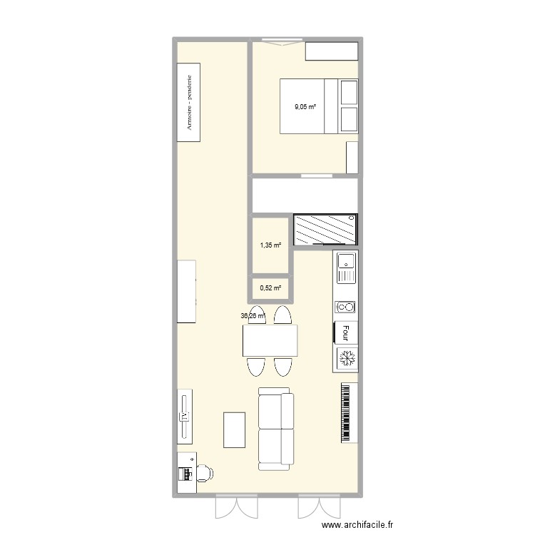 plan maison. Plan de 4 pièces et 47 m2