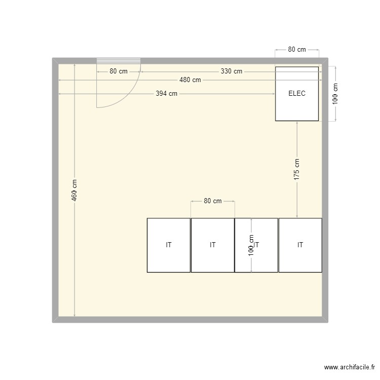 test. Plan de 1 pièce et 22 m2