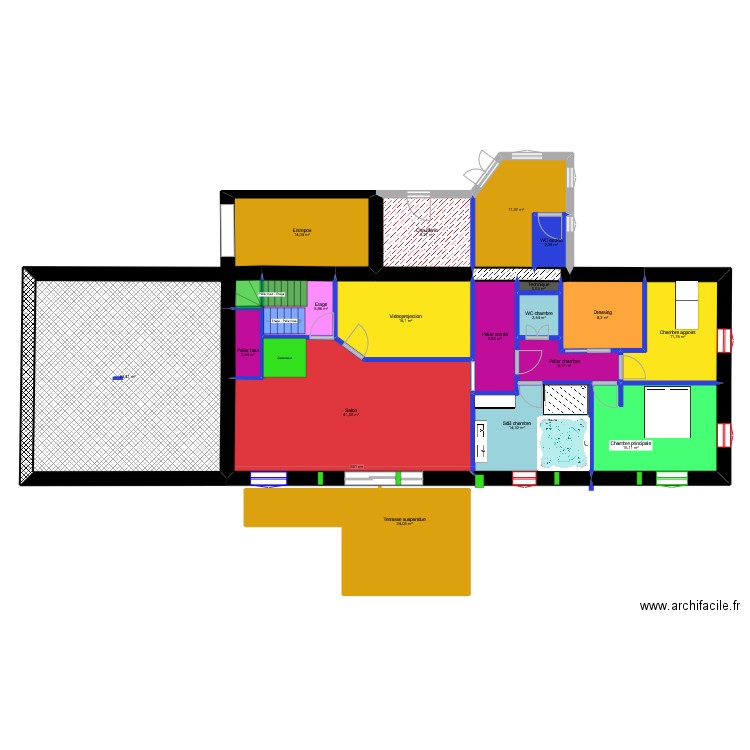 1 Cors, hypothese du 02/02/2025. Plan de 72 pièces et 1200 m2