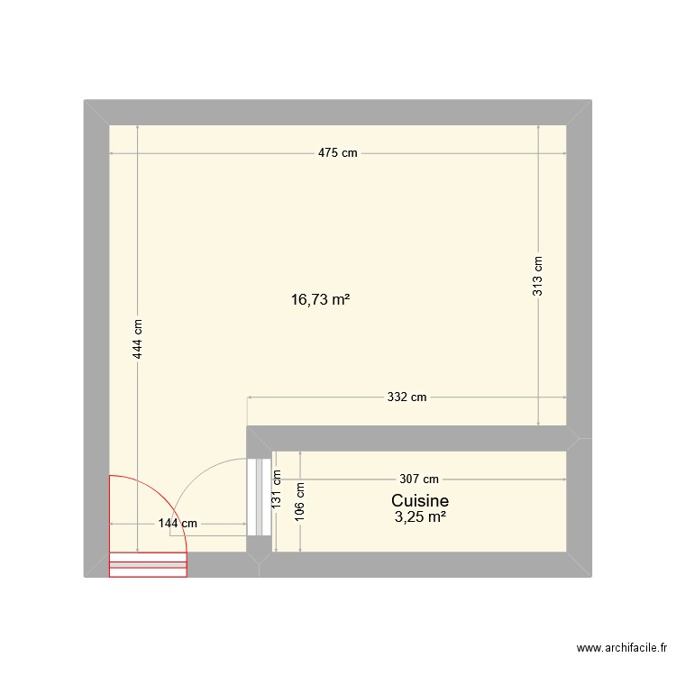 agboville. Plan de 2 pièces et 20 m2