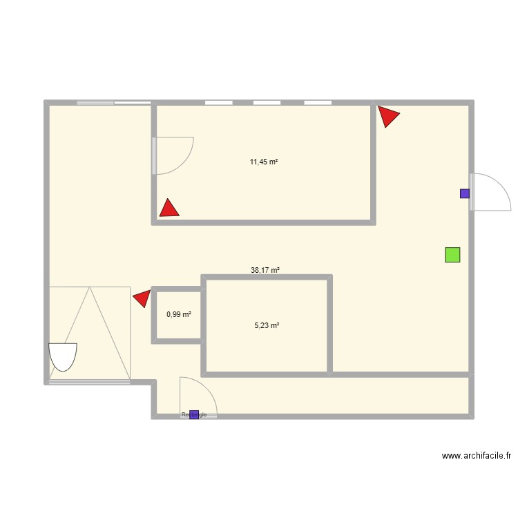 ESSAI. Plan de 4 pièces et 56 m2