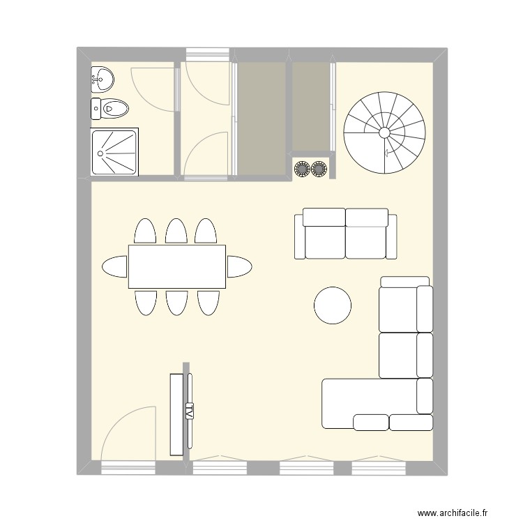 fere. Plan de 4 pièces et 45 m2