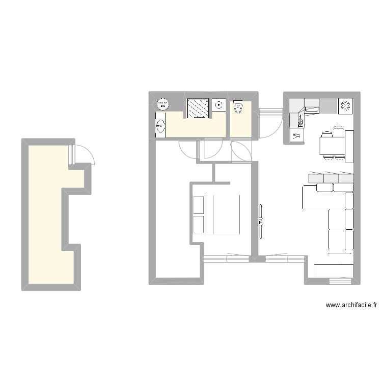 Ccs2. Plan de 4 pièces et 14 m2