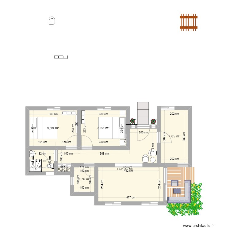 SOUKAINA ENNASSIK. Plan de 7 pièces et 54 m2