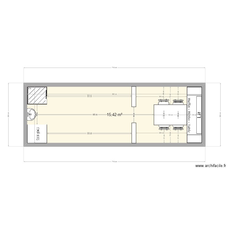 Tiny house. Plan de 1 pièce et 15 m2