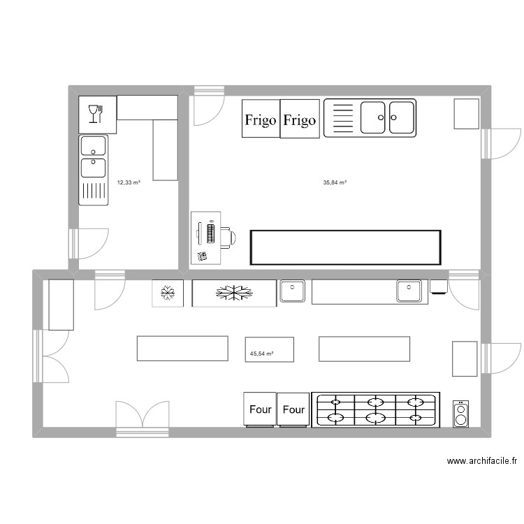 cuisine. Plan de 3 pièces et 94 m2