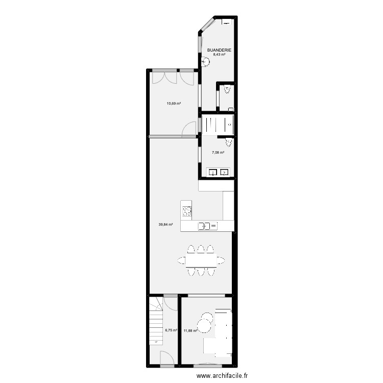 soupart. Plan de 8 pièces et 86 m2