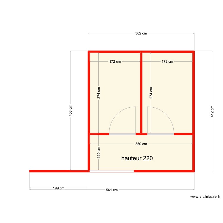 Najim Akanni. Plan de 3 pièces et 14 m2