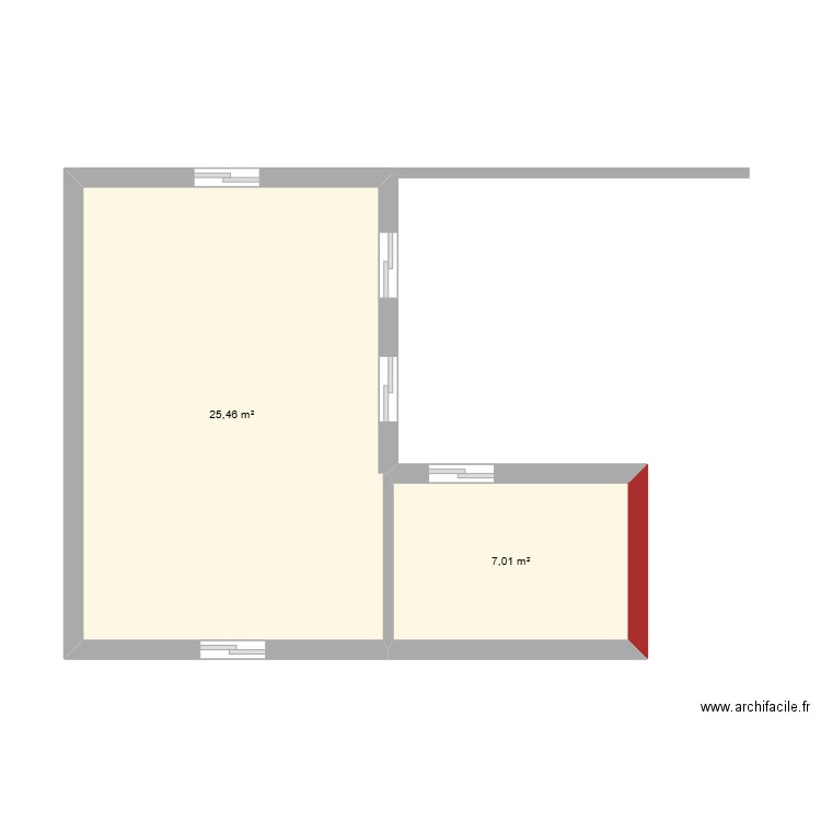 poulailler 2. Plan de 2 pièces et 32 m2