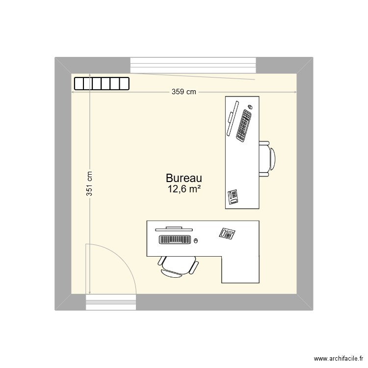 bureau Charline&louise. Plan de 1 pièce et 13 m2