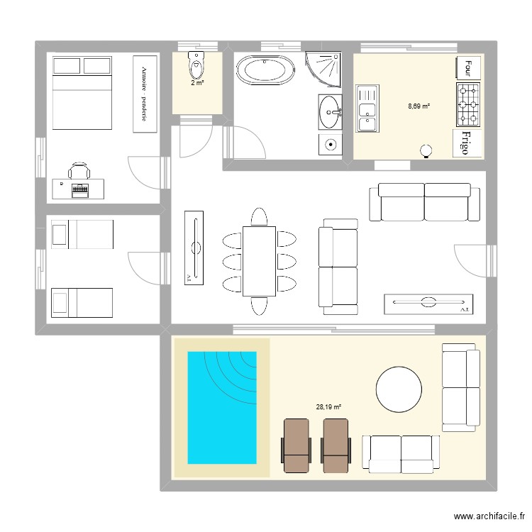 Maison (2). Plan de 3 pièces et 39 m2