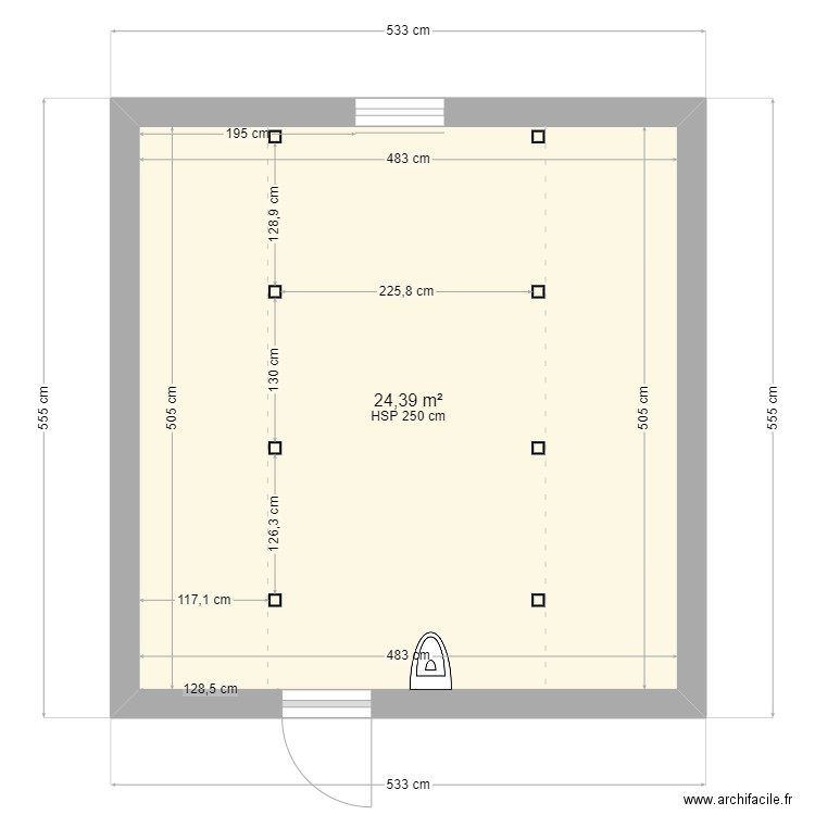 etage. Plan de 1 pièce et 24 m2