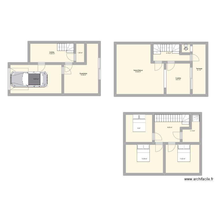 Ronchin Avt Travaux. Plan de 14 pièces et 143 m2