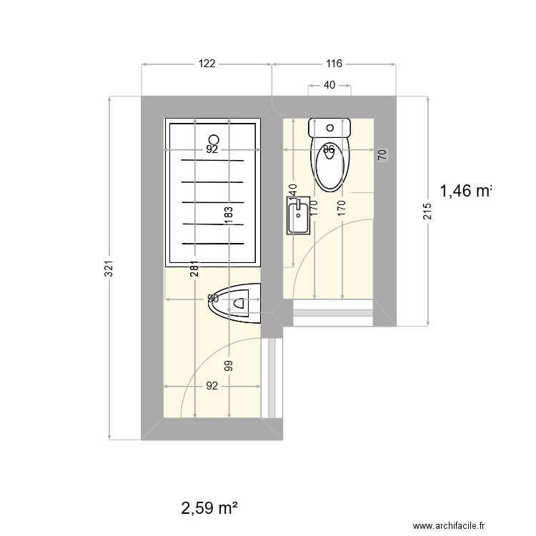 vqzefq. Plan de 2 pièces et 4 m2