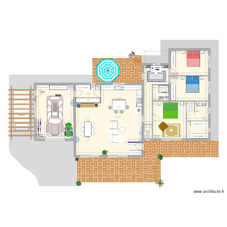 Ploulec'h_Plain Pied_v2p. Plan de 9 pièces et 170 m2