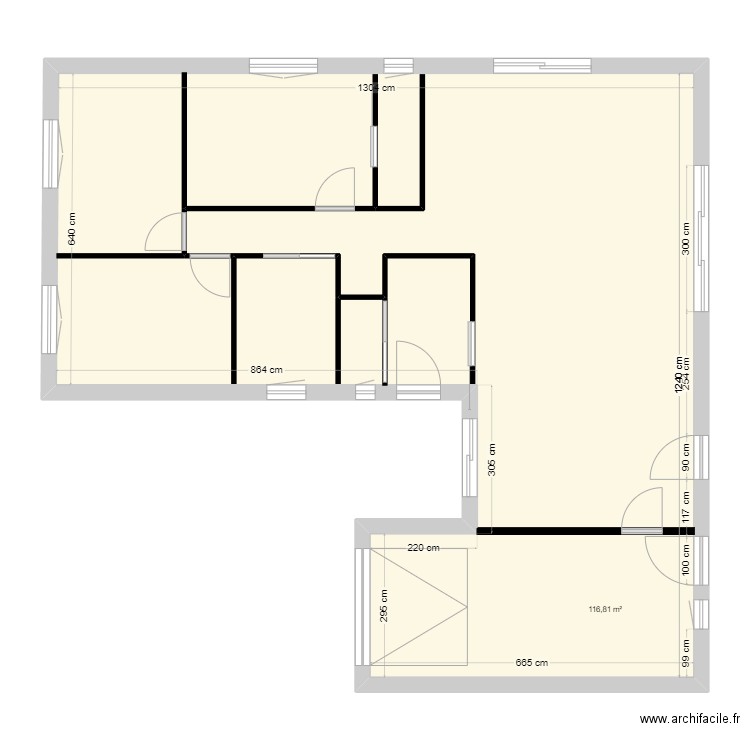 plan nu. Plan de 1 pièce et 117 m2