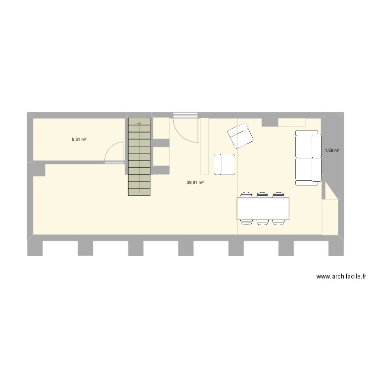 Annecy . Plan de 3 pièces et 46 m2