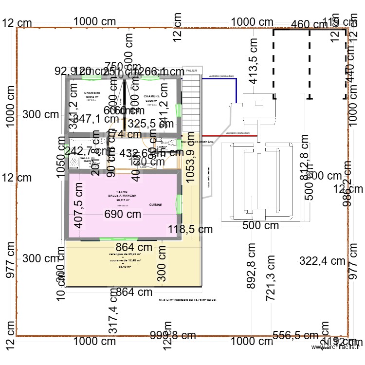 PLAN. Plan de 1 pièce et 28 m2