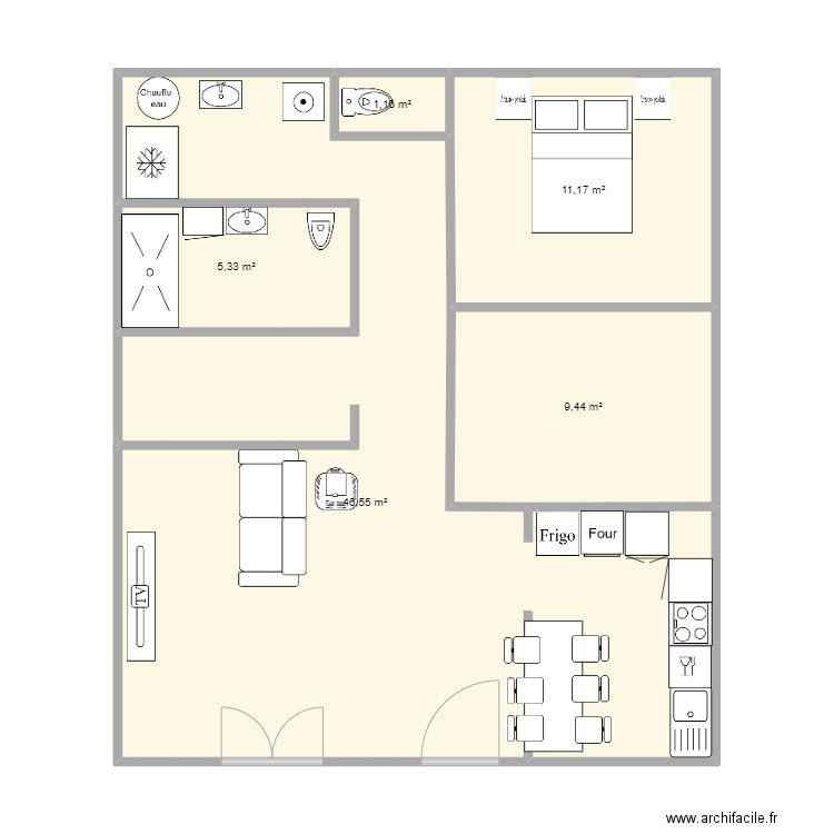 Maison. Plan de 5 pièces et 74 m2