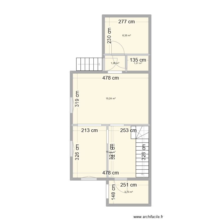 maison de base. Plan de 6 pièces et 43 m2