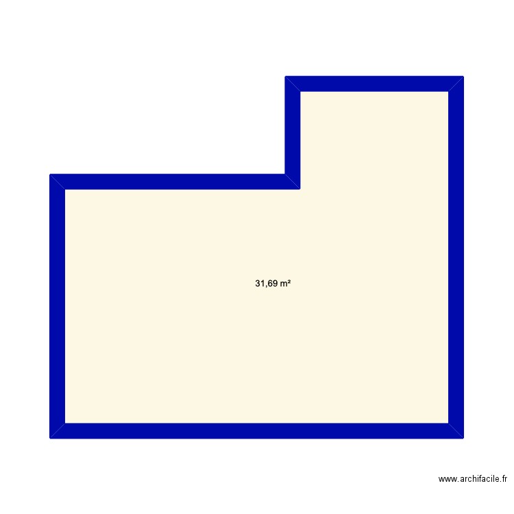 studio. Plan de 1 pièce et 32 m2