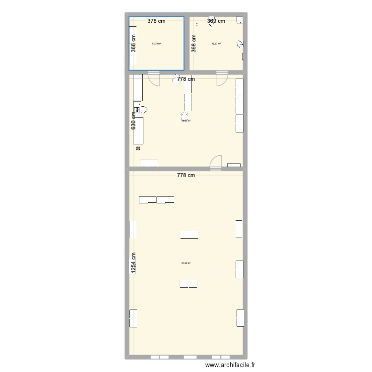 magasin l'occitane . Plan de 4 pièces et 174 m2