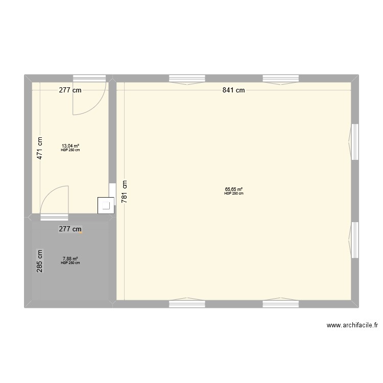 Appartement rez de chaussée PLAINFAING. Plan de 3 pièces et 87 m2