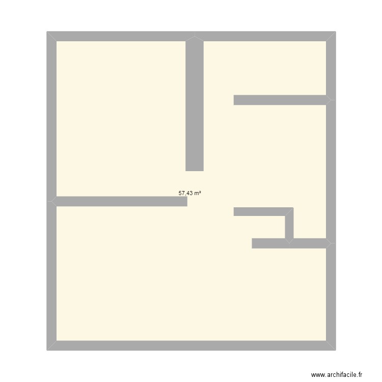 soussol. Plan de 1 pièce et 57 m2