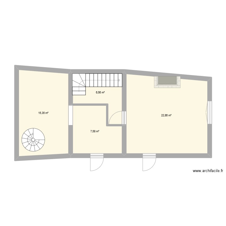 appart rdc. Plan de 4 pièces et 52 m2