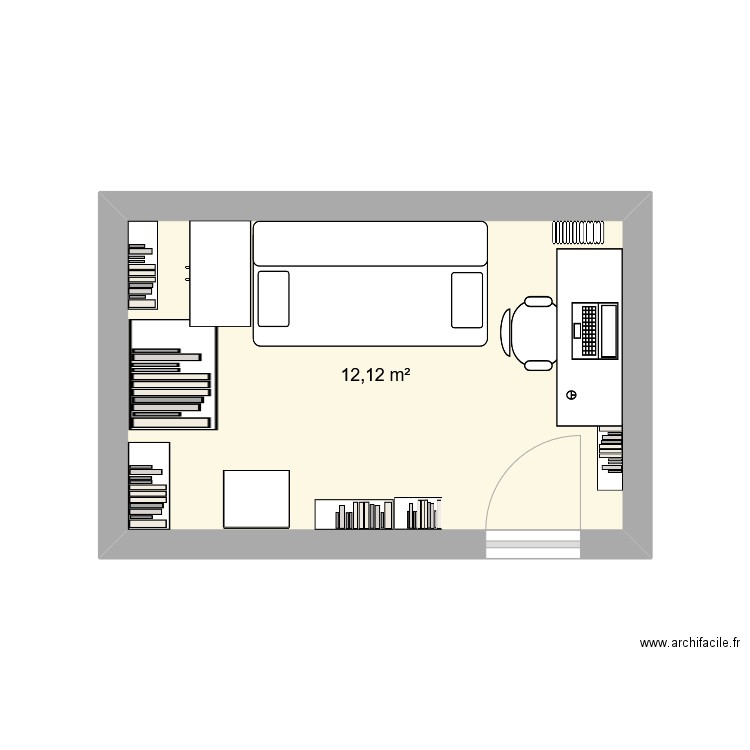 bureau actuel2. Plan de 1 pièce et 12 m2