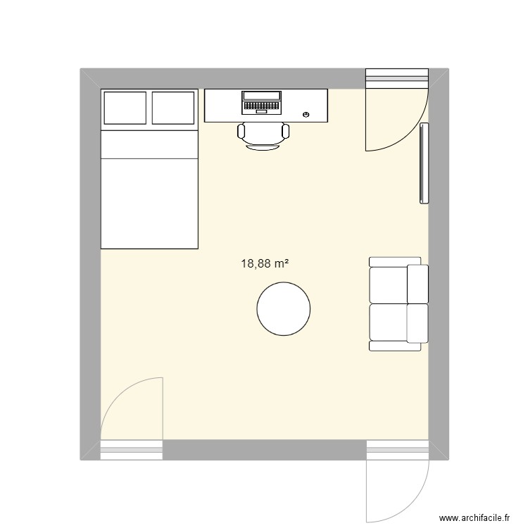 AZE. Plan de 1 pièce et 19 m2