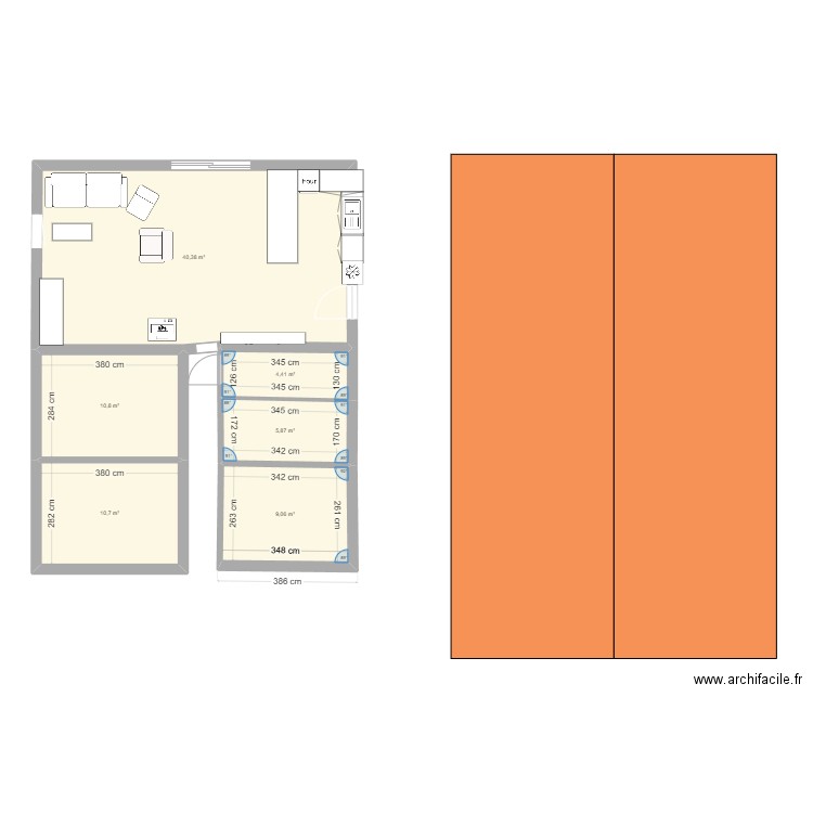 flora. Plan de 6 pièces et 81 m2