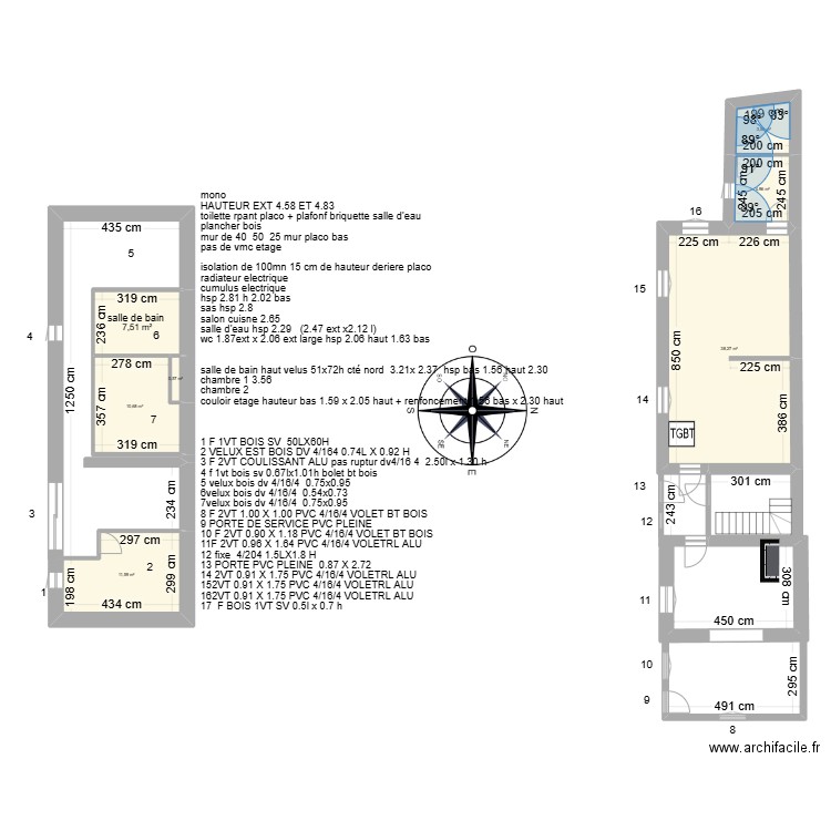 plan cariou. Plan de 7 pièces et 77 m2