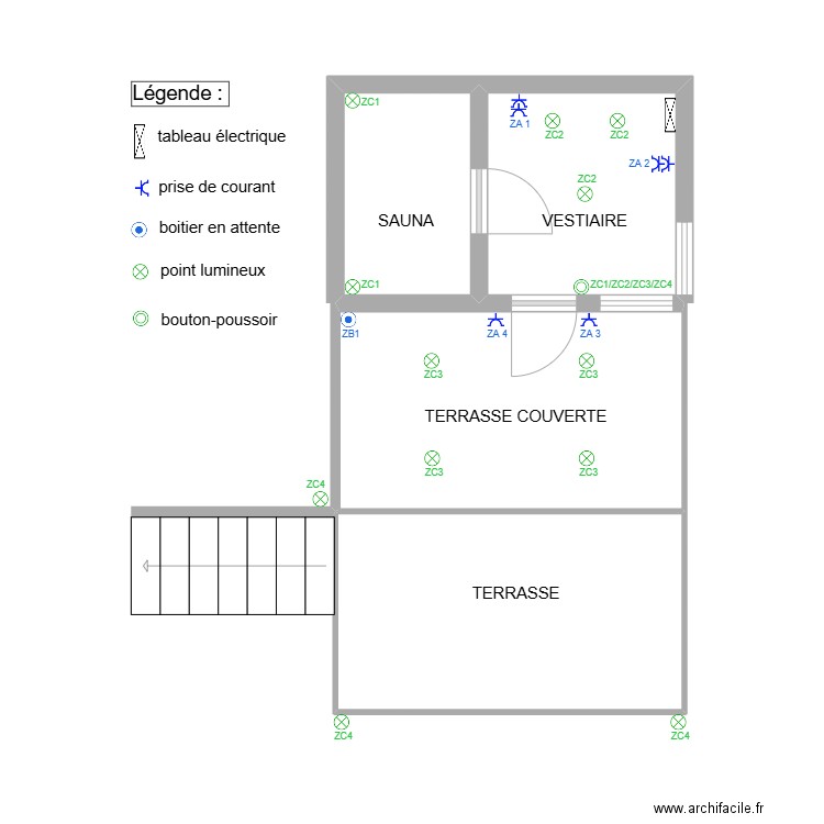 ST-RE (Sauna). Plan de 4 pièces et 30 m2