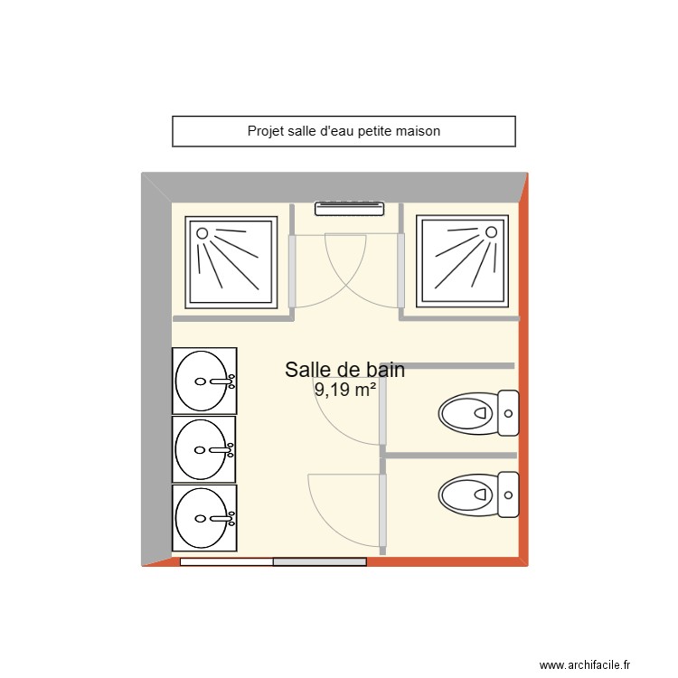 plan sdb 2. Plan de 1 pièce et 9 m2