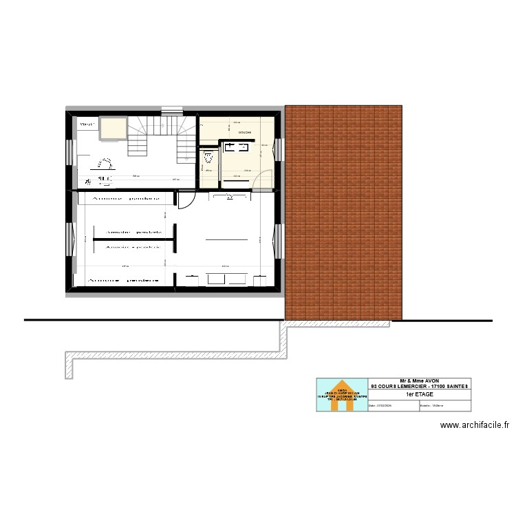 93 LEMERCIER   1ER ETAGE PROJET V2. Plan de 5 pièces et 61 m2