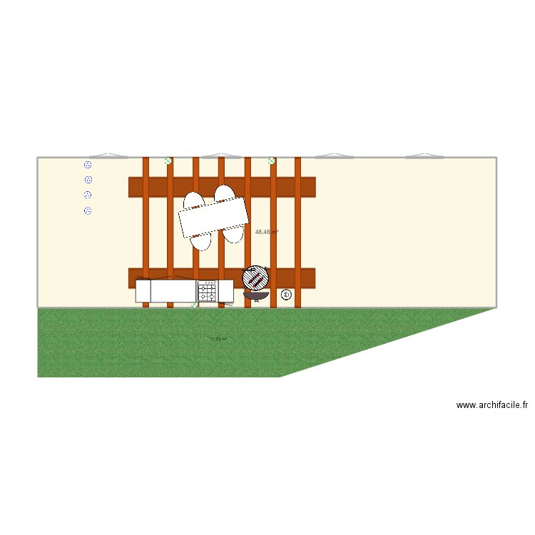 Terrasse V1. Plan de 1 pièce et 48 m2