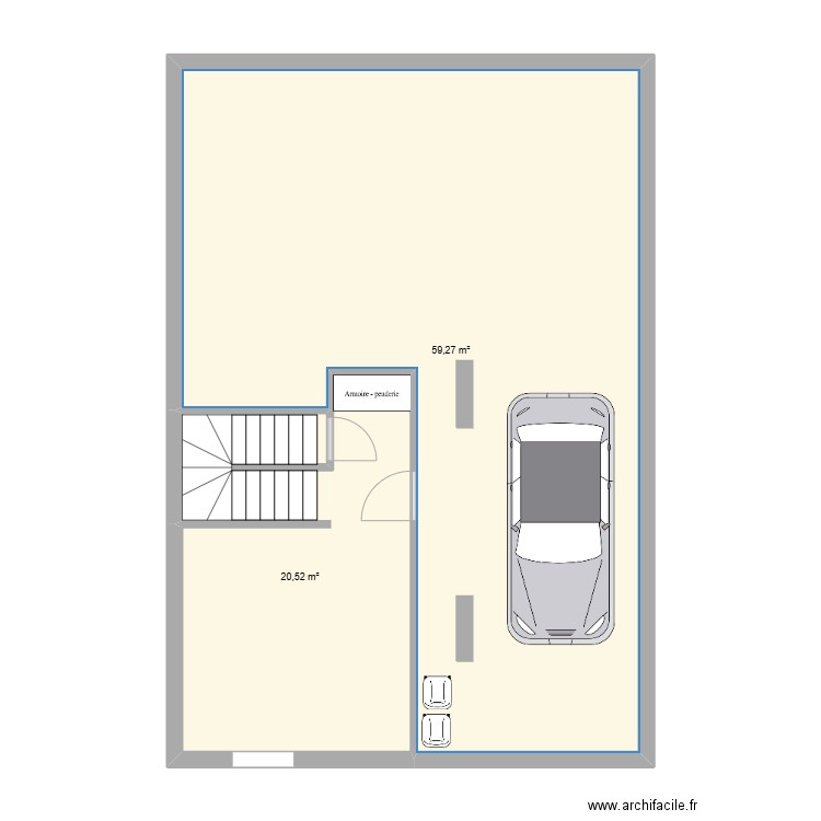 Buanderie. Plan de 2 pièces et 80 m2