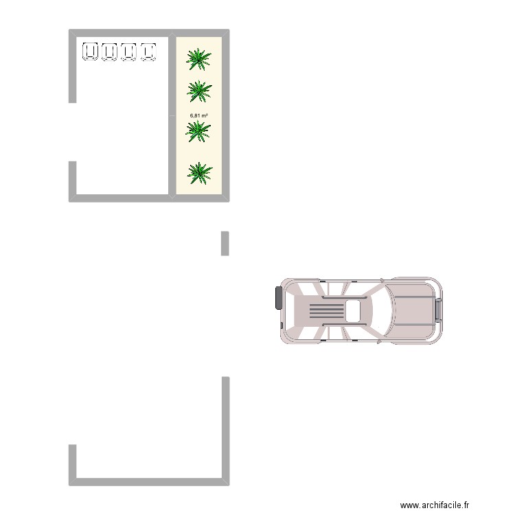 Acces reart. Plan de 1 pièce et 7 m2