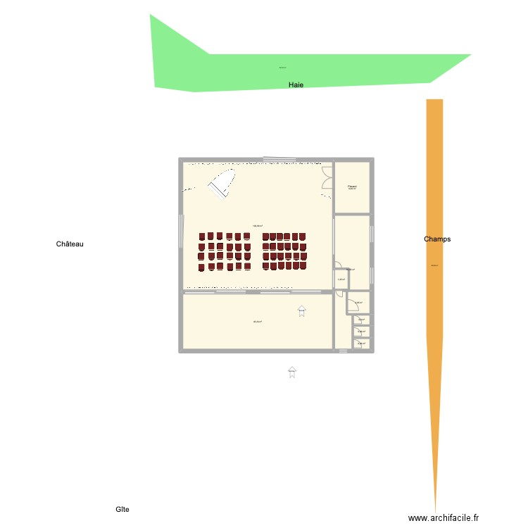 salle gite avec sanitaires carrée 4. Plan de 9 pièces et 177 m2