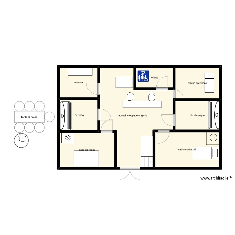 institut pd. Plan de 8 pièces et 73 m2