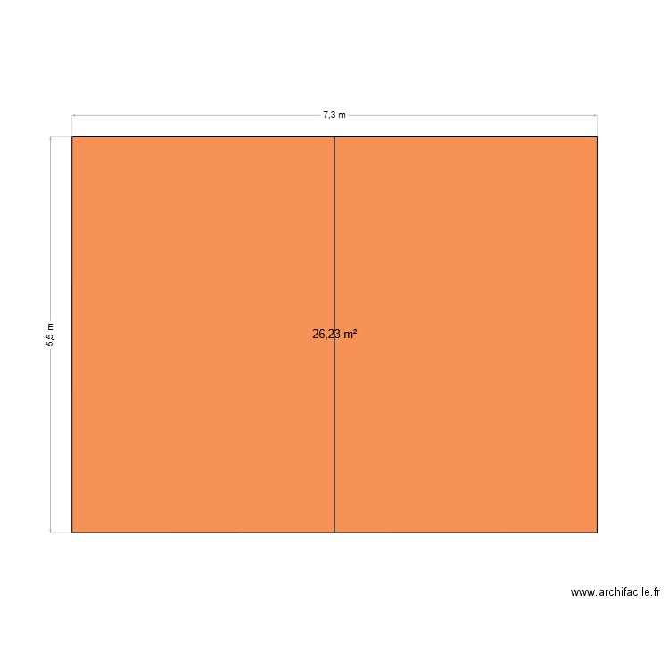 atelier. Plan de 1 pièce et 26 m2