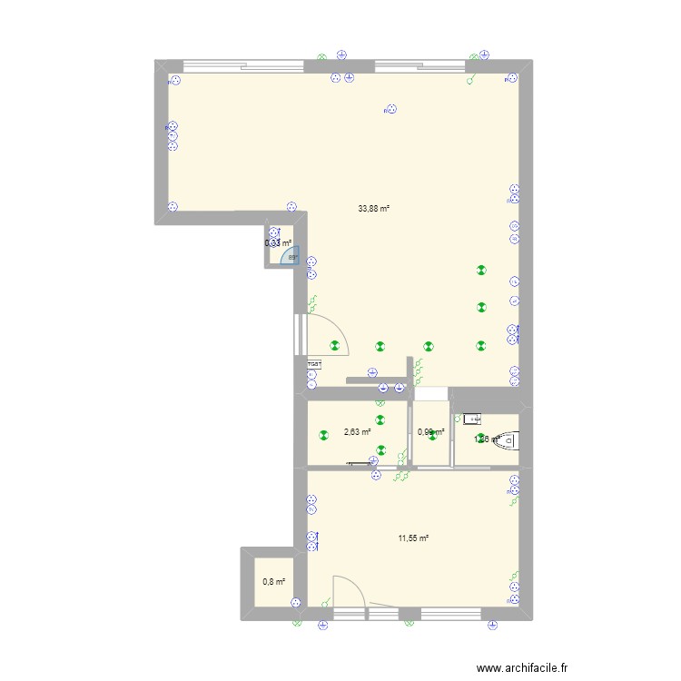 12 VIOLET 4 électricité 2. Plan de 7 pièces et 52 m2